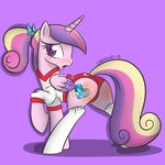  blush clothing cutie_mark equine female feral friendship_is_magic gym_uniform hair horn horse loopend mammal multi-colored_hair my_little_pony outfit plain_background pony ponytail princess_cadance_(mlp) purple_eyes shirt socks solo winged_unicorn wings 