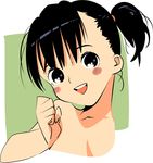  baba_arumi bad_id bad_pixiv_id black_hair blush_stickers clenched_hand one_side_up open_mouth original short_hair smile solo 