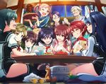  6+girls :d ;d ^_^ ahoge amagi_mizuha bird black_hair black_legwear blue_hair blush bottle bowl brown_eyes brown_hair closed_eyes computer cup everyone food fork futaba_aoi_(vividred_operation) glasses green_eyes green_hair grin hair_bobbles hair_ornament hairband isshiki_akane isshiki_kenjirou isshiki_mashiro isshiki_momo jacket jewelry kneehighs knife kuroki_rei laptop long_hair md5_mismatch michairu mug multiple_girls national_shin_ooshima_school_uniform necklace necktie one_eye_closed open_mouth photo_(object) pink_eyes pink_hair purple_eyes red_eyes red_hair rice saegusa_wakaba school_uniform scrunchie shijou_yuuri shinomiya_himawari short_hair short_shorts short_twintails shorts sleeves_rolled_up smile soy_sauce stuffed_animal stuffed_toy table thighhighs tomato track_jacket tray twintails uso-kun vividred_operation white_legwear yellow_eyes 