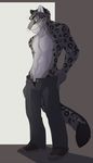  feline jailbird leopard male mammal open_pants pants snow_leopard solo toned topless 