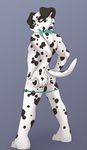  anus balls canine collar dalmatian dog jailbird leash looking_at_viewer looking_back male nude solo thong 