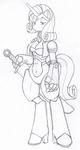  equine evangle female heels horn horse mammal monochrome pony roleplay serenity solo sword traditional_media uncolored unicorn weapon wingless 
