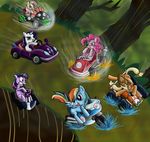  applejack_(mlp) babero blonde_hair blue_eyes car cowboy_hat cutie_mark drifting equine female feral fluttershy_(mlp) forest friendship_is_magic fur grass green_eyes group hair hat headlights horn horse karts long_hair looking_at_viewer mammal mario_kart motorcycle multi-colored_hair my_little_pony open_mouth orange_fur outside parody pegasus pink_fur pink_hair pinkie_pie_(mlp) pony purple_eyes purple_fur purple_hair race rainbow_dash_(mlp) rarity_(mlp) short_hair smile tongue tree twilight_sparkle_(mlp) unicorn white_fur wings worried yellow_fur 