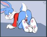  all_forus all_fours anus ass_up balls bottomless buster_bunny butt clothed clothing complication_5 cub foot_focus half-dressed hindpaw lagomorph looking_at_viewer male mammal nude paws penis rabbit soles solo tiny_toon_adventures tiny_toons toes warner_brothers young 