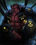  armor balls biceps big_penis chubby clothing erection glowing holding_penis horn kiryu male mammal masturbation mechanical musclegut muscles open_shirt pecs penis pose red_skin rhinoceros shirt sitting solo suit sweat teeth thick_penis toned topless uncut vein yellow_eyes 