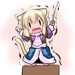  animal_ears baton_(instrument) blonde_hair cat_ears cat_tail chibi conductor hoshizuki_(seigetsu) mizuhashi_parsee open_mouth puru-see scarf skirt solo tail touhou trembling |_| 