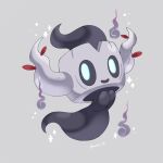  alternate_color artist_name black_skin blue_eyes colored_skin commentary_request fire grey_background highres iwasi_29 no_humans own_hands_together phantump pokemon pokemon_(creature) shiny_pokemon simple_background sparkle twitter_username wood 