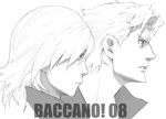  2boys baccano! enami_katsumi graham_spector greyscale ladd_russo long_hair male_focus monochrome multiple_boys profile simple_background upper_body white_background 