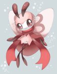  animal_focus artist_name blue_background brown_eyes bug closed_mouth commentary_request highres iwasi_29 no_humans pokemon pokemon_(creature) ribombee smile twitter_username wings 