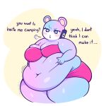 1:1 2024 animal_crossing anthro bear belly belly_grab belly_overhang big_belly big_breasts blue_body blue_fur bra breasts cellphone clothed clothing digital_drawing_(artwork) digital_media_(artwork) electronics english_text female fur gradient_fur hi_res huge_thighs judy_(animal_crossing) mammal muffin_top multicolored_body multicolored_fur nintendo obese obese_anthro obese_female on_phone overweight overweight_anthro overweight_female panties phone pink_body pink_fur purple_body purple_fur robirobi solo sparkling_eyes text thick_thighs underwear underwear_only