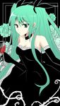  bad_id bad_pixiv_id cantarella_(vocaloid) chocho_(homelessfox) cup dress drinking_glass green_eyes green_hair hatsune_miku long_hair solo twintails vocaloid wine_glass 