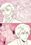  absurdres anakin_skywalker beard blush closed_eyes facial_hair flower happy heart highres holding imagining kana7o kiss multiple_boys nude obi-wan_kenobi pink_background rose sex smile star_wars yaoi 