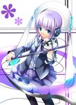  bad_id bad_pixiv_id blue_eyes headphones instrument koi_(koisan) original purple_hair short_hair solo thighhighs violin 