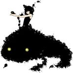  bare_shoulders black black_hair blue_eyes darkness dress eyes monster morina_nao original solo teeth yami_shoujo 