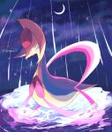  artist_name cloud commentary_request crescent_moon cresselia crying floating highres moon night night_sky no_humans pokemon pokemon_(creature) rain rongai28 sky star_(sky) tears twitter_username 
