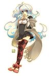  argyle argyle_legwear bad_id bad_pixiv_id blue_eyes casual cloud_hair dress fashion highres legs long_hair multicolored_hair nia_teppelin scarf side_ponytail skirt smile solo tengen_toppa_gurren_lagann thighhighs todoroki_sora toeless_legwear very_long_hair white_hair zettai_ryouiki 