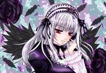  dress feathers frills hairband long_hair red_eyes rozen_maiden sasagami_rikka silver_hair solo suigintou wings 