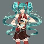  aprilred aqua_hair bandages hatsune_miku long_hair solo thighhighs very_long_hair vocaloid yin_yang 