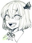  1girl greyscale hair_ribbon looking_at_viewer monochrome open_mouth portrait ribbon rumia sharp_teeth signature sketch solo spacezin teeth touhou 