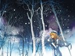  alicia_florence aria blonde_hair braid fairy hirokiku long_hair snow solo tree 