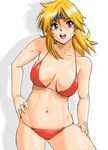  bikini blonde_hair headband lune_zoldark shiny shiny_skin shu-z simple_background solo super_robot_wars super_robot_wars_original_generation super_robot_wars_the_lord_of_elemental swimsuit 