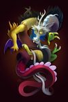  antlers black_hair discord_(mlp) draconequus friendship_is_magic fur hair hooves horn looking_at_viewer male my_little_pony nails red_eyes red_fur signature solo tsaoshin wings 