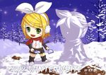  chibi crazypen kagamine_len kagamine_rin scarf snow snowman vocaloid winter 