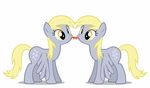  amber_eyes animated blonde_hair clones cutie_mark derpy_hooves(mlp) derpy_hooves_(mlp) duo equine eye_contact female feral friendship_is_magic fur grey_feathers grey_fur hair horse licking mammal my_little_pony pegasus plain_background pony square_crossover tongue white_background wings 