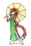  feline female jessica_willard mammal parasol solo tiger traditional_media 