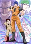  black_hair coco_(toriko) highres jumpsuit komatsu_(toriko) red_hair sani_(toriko) short smile tall toriko toriko_(series) zebra_(toriko) 