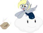  absurd_res alpha_channel bag blonde_hair box cloud derp_eyes derpy_hooves_(mlp) english_text equine female friendship_is_magic hair hi_res joey-darkmeat mail mammal my_little_pony pegasus plain_background smile solo text throw throwing tim015 transparent_background vector wings yellow_eyes 
