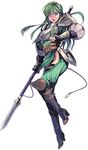  armor fire_emblem fire_emblem:_kakusei fire_emblem:_monshou_no_nazo green_eyes green_hair homare_(fool's_art) long_hair official_art paola polearm solo spear weapon 