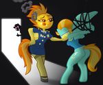  amber_eyes anthro anthrofied bdsm bondage bottomless bound cigar clothing cutie_mark equine female friendship_is_magic group hair horse lightning_dust_(mlp) mammal my_little_pony pegasus pony purple_eyes smoking socks spitfire_(mlp) two_tone_hair watching wicked-at-heart wings wonderbolts_(mlp) 