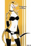  anthro black breasts female forked_tongue garter_belt garter_straps grey_background legwear lingerie long_tongue looking_at_viewer nnecgrau panties piercing plain_background reptile scalie snake solo spanish spanish_text stockings text tongue tongue_out underwear yellow yellow_body yellow_scales yellow_skin 
