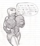  big_breasts breast_grab breasts dragon-heart english_text female grope halo halo_(series) huge_breasts looking_at_viewer mandibles sangheili shi&#039;ala_(character) shi'ala_(character) sketch solo squeeze squish text video_games 