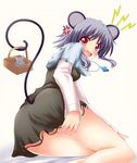  anger_vein animal_ears fallen_down from_behind grey_hair lightning_bolt mouse mouse_ears mouse_tail nazrin pendulum quality red_eyes tail touhou yakumo_nanahara 