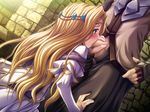  1girl blonde_hair blue_eyes blush fellatio game_cg long_hair mashou_no_nie oral penis sarah_katousha uncensored 