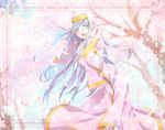  blue_hair blush cherry_blossoms green_eyes habit index long_hair namo nun petals robe smile to_aru_majutsu_no_index 