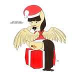  brown_hair butt christmas clothing equine female friendship_is_magic gift hair hat holidays horse mammal my_little_pony pegasus plain_background pony santa_hat shirt sibsy solo suggestive white_background wild_fire_(mlp) wings 