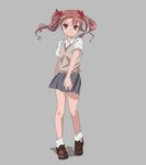  bad_id bad_pixiv_id between_fingers blush brown_eyes brown_hair holding_needle long_hair needle school_uniform shirai_kuroko skirt solo sweater_vest throwing_needles to_aru_kagaku_no_railgun to_aru_majutsu_no_index twintails ume_(plumblossom) 