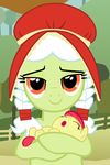  apple_bloom_(mlp) beavernator bonnet cub diaper eyes_closed female feral friendship_is_magic granny_smith_(mlp) hair hi_res holding my_little_pony open_mouth orange_eyes outside red_hair smile tree white_hair young 