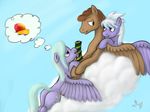  cloud cloud_chaser_(mlp) clouds condom cutie_mark daf equine erection female feral flitter_(mlp) friendship_is_magic group group_sex horse licking male mammal my_little_pony original_character pegasus penis pony purple_eyes sex sky straight threesome tongue wings 