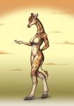  earbuds female giraffe hair hooves long_neck mammal nipples nude solo wiredhooves 