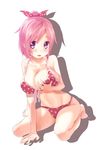  amatsuka_megumi_(gj-bu) bikini breast_hold breasts folded_ponytail gj-bu highres large_breasts midriff pink_eyes pink_hair ponytail shirogane_(seemee) sitting solo swimsuit 