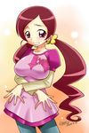  2013 alternate_breast_size artist_name bow breasts dated ebifly hanasaki_tsubomi heartcatch_precure! large_breasts long_hair looking_at_viewer pink_bow pink_eyes pink_hair precure smile solo twintails 