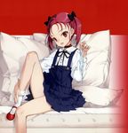  :d absurdres accel_world blue_panties bobby_socks bow bow_panties choker cover cover_page cropped detexted hair_bow highres kouzuki_yuniko legs long_legs mary_janes non-web_source ooyari_ashito open_mouth panties panties_removed pillow red_eyes red_hair shoes sitting smile socks solo thighs third-party_edit twintails underwear white_panties 