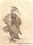  female heron russelltuller scan solo standing traditional_media tribal winged_arms wings 