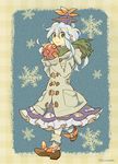  artist_name bad_id bad_pixiv_id blue_hair coat dress full_body hat kamishirasawa_keine mittens scarf shinoasa snowflakes solo touhou walking winter_clothes winter_coat 