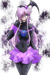  bad_end_precure black_bodysuit blue_eyes blue_flower blue_rose bodysuit choker corruption crossover cure_moonlight dark_persona flower hair_ornament heartcatch_precure! jewelry long_hair magical_girl precure purple_hair rose skirt smile_precure! solo tsukikage_oyama tsukikage_yuri what_if 