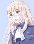  aida_yuu blonde_hair blush glasses long_hair open_mouth perrine_h_clostermann smile solo strike_witches uniform world_witches_series yellow_eyes 